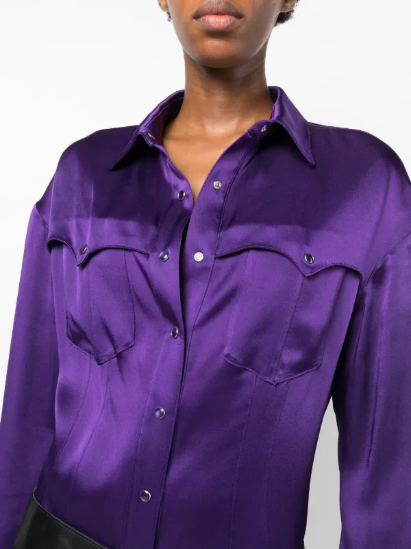 TOM FORD Western-style Satin Shirt | Purple | FARFETCH SG