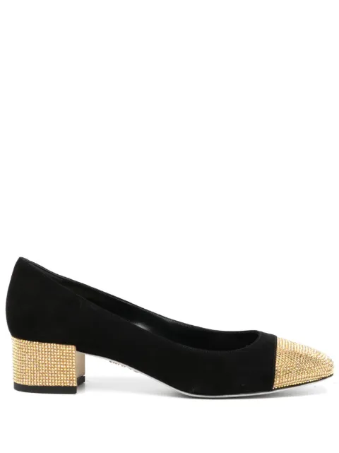 René Caovilla 50mm rhinestone-embellished suede pumps