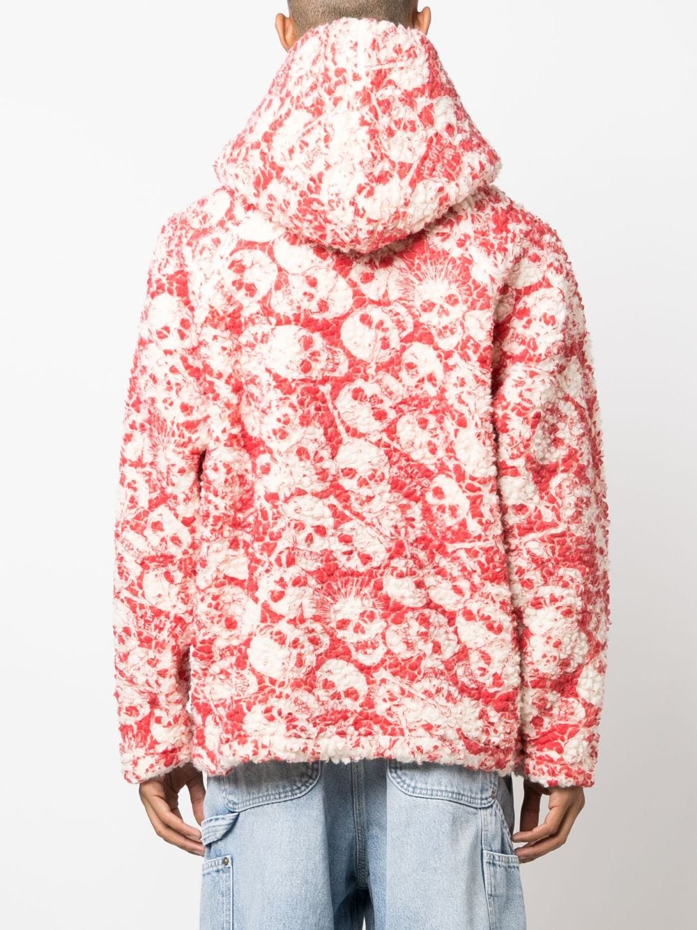Shop Erl Skull-print Fleece Hoodie In Red