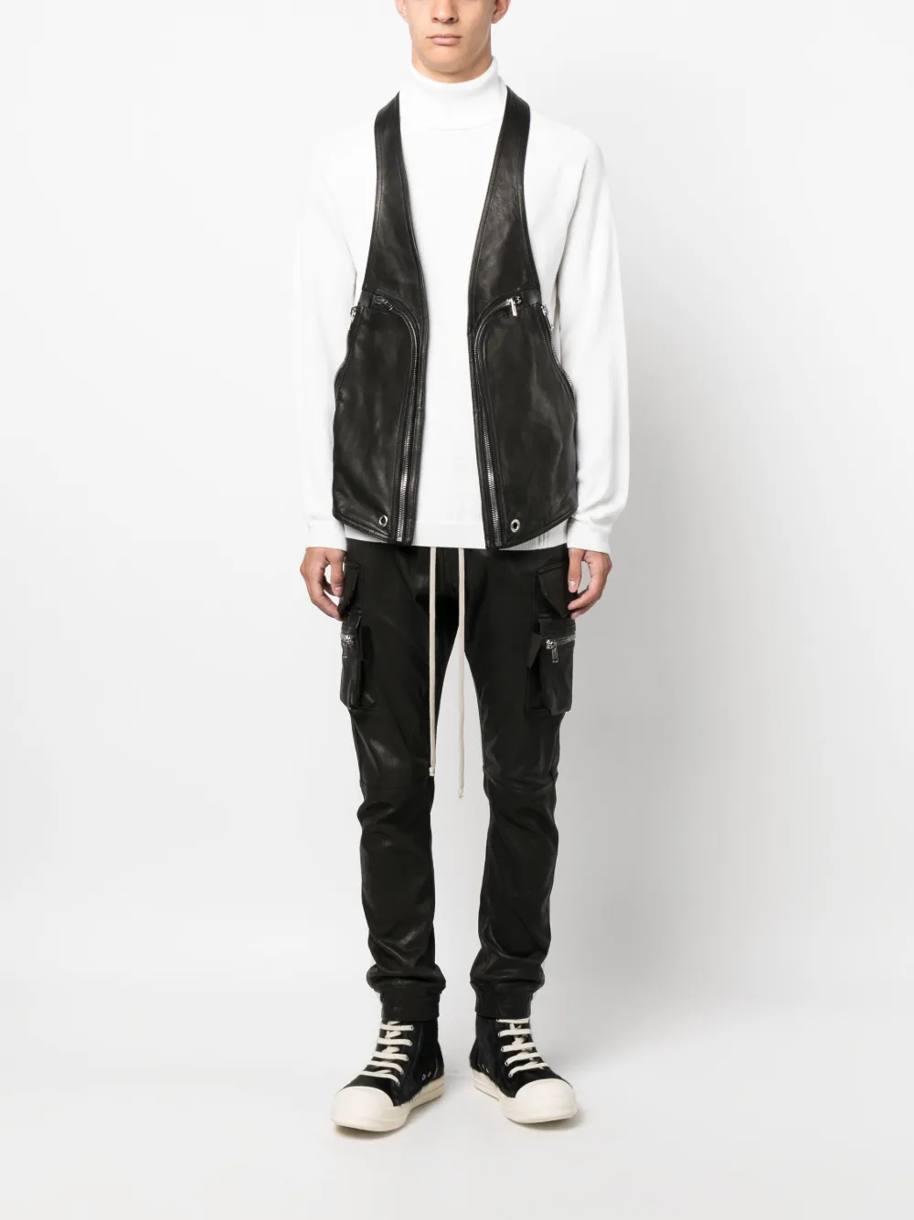 Rick Owens Leren jack - Zwart