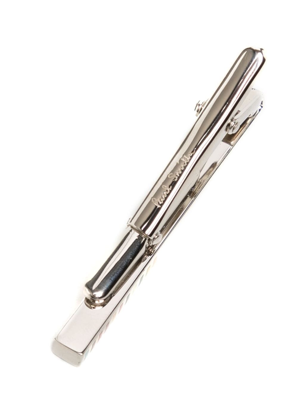 Paul Smith signature-stripe rod edge tie bar - Zilver