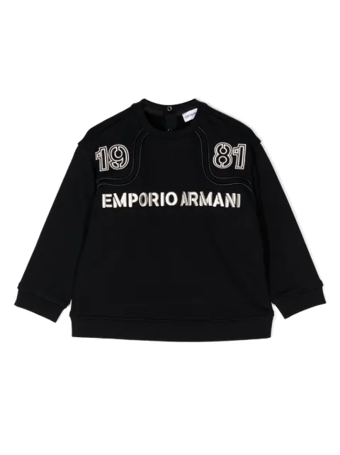 Emporio Armani Kids logo-embroidered cotton jumper