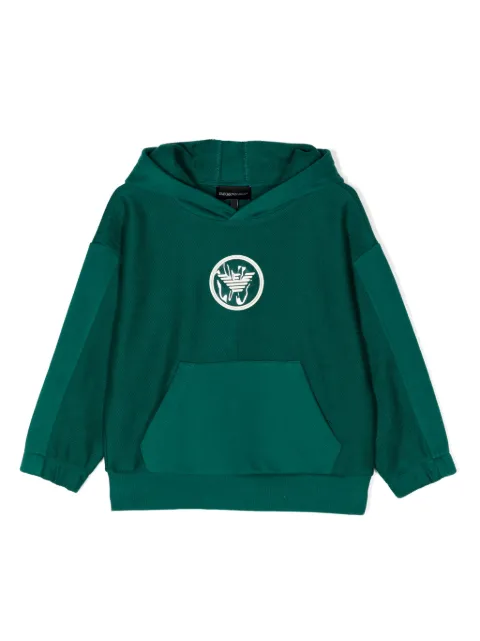 Emporio Armani Kids logo-patch panelled hoodie