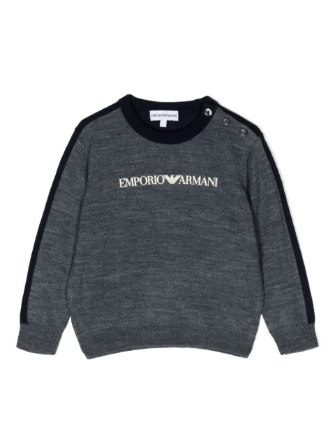 Emporio Armani Kids logo-embroidered crew-neck jumper