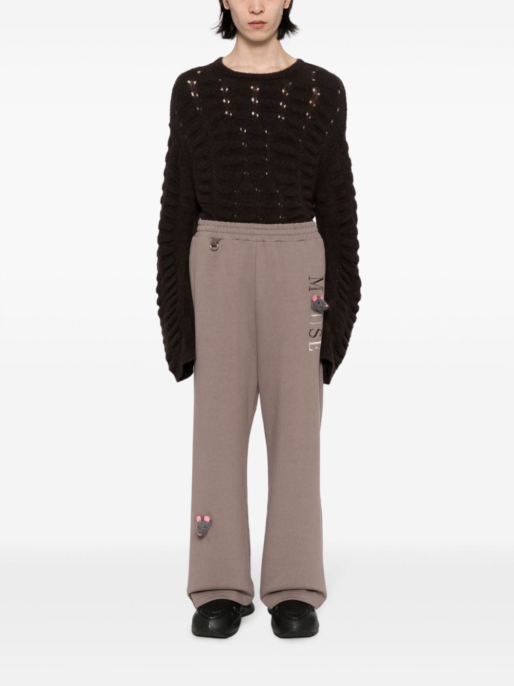 Doublet Mouse-embroidered cotton track pants - Bruin