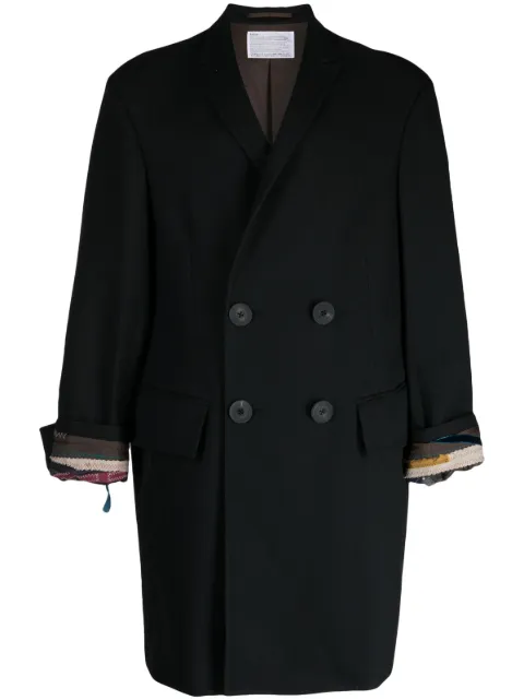 Kolor contrast-cuff double-breasted coat