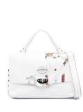 Zanellato Postina graphic-print leather tote bag - White