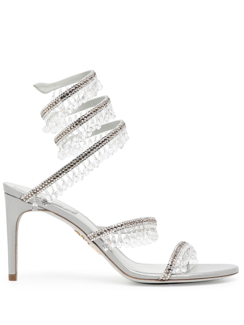 René Caovilla Chandelier 80mm Crystal-embellished Sandals In Silber