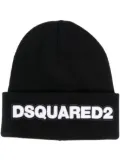 DSQUARED2 logo-patch wool beanie - Black