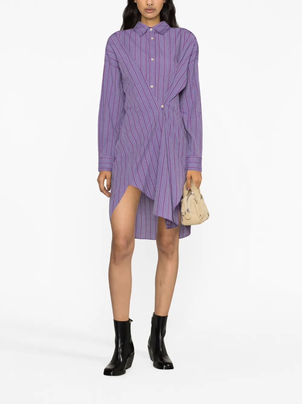 MARANT ÉTOILE Seen striped cotton shirtdress - Paars