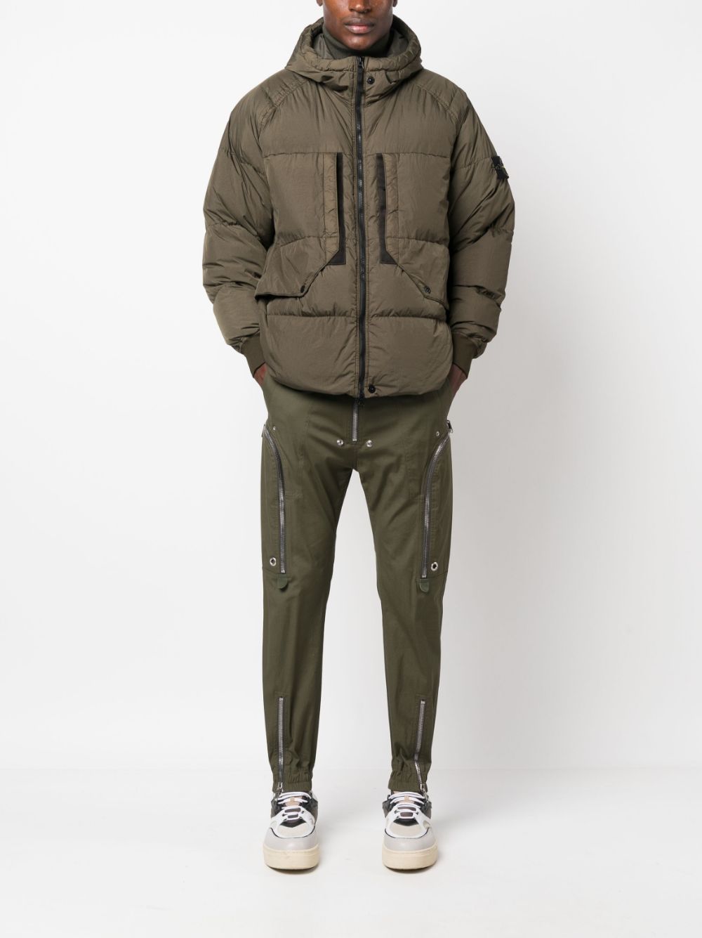 Shop Stone Island Compass-patch Puffer Jacket In Green