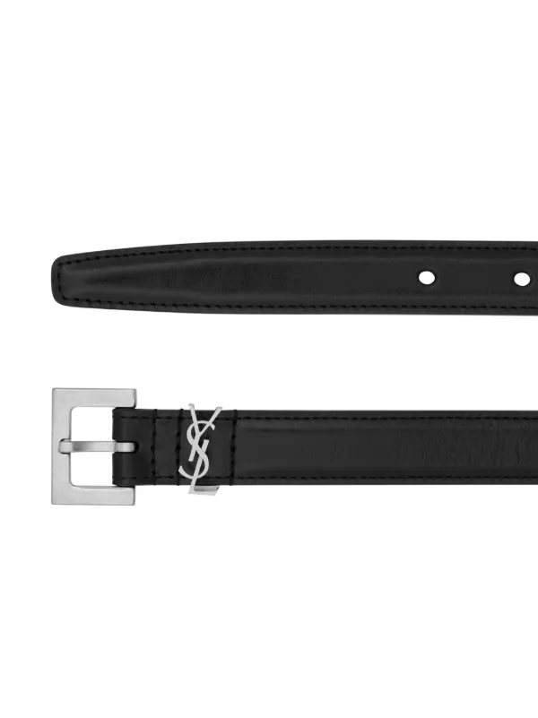 Black YSL-plaque leather belt, Saint Laurent