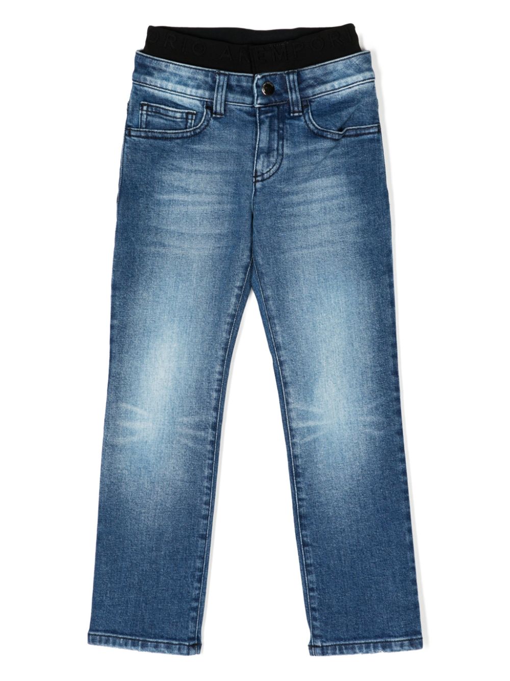 Emporio Armani Kids' Slip-on Straight-leg Jeans In Blue