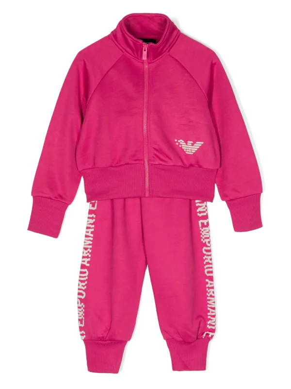 Pink armani hot sale tracksuit