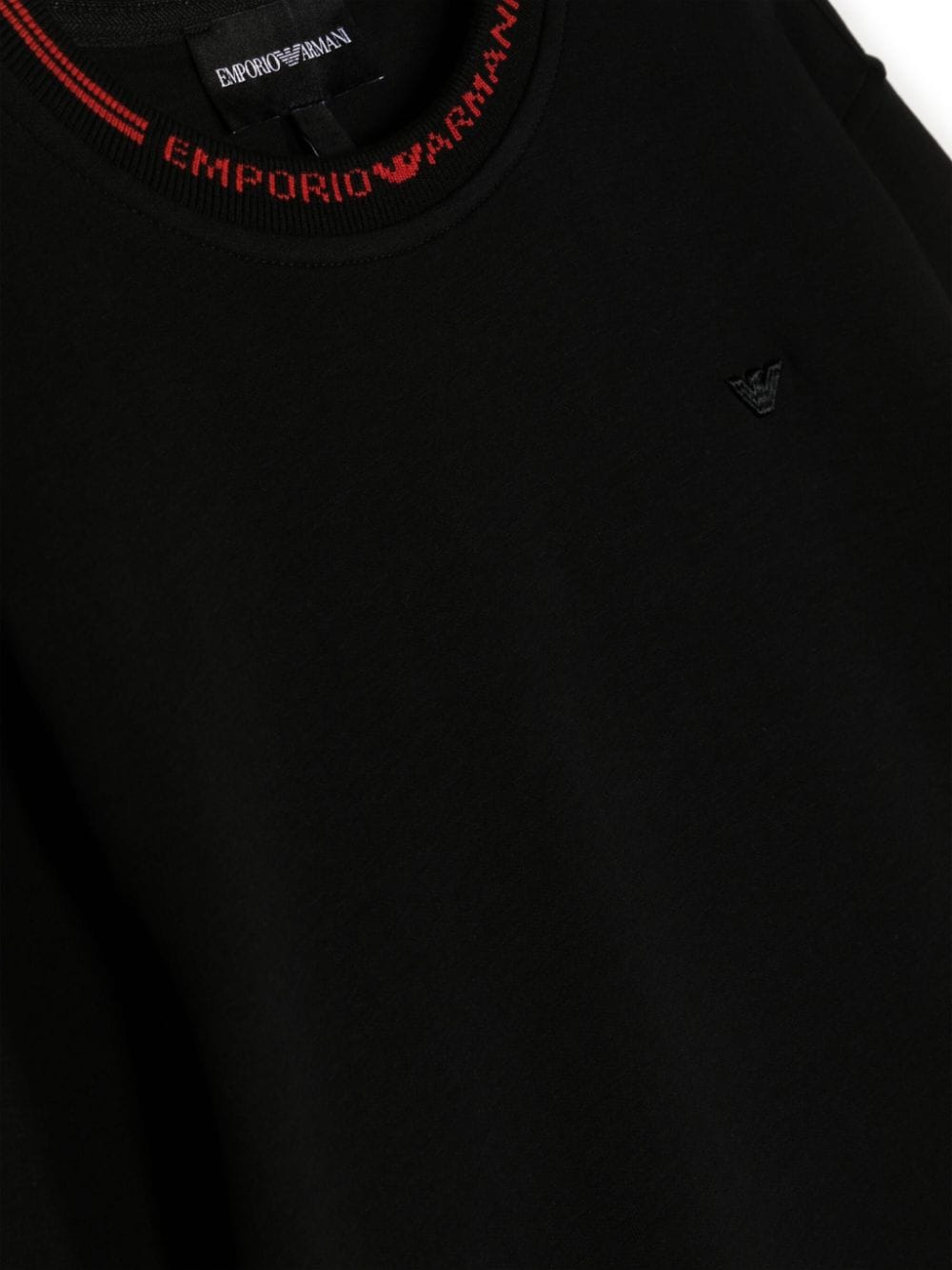 Shop Emporio Armani Logo-embroidered Jersey Sweatshirt In Black