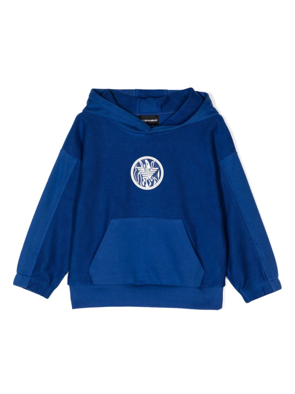 Emporio Armani Kids' Logo-patch Panelled Hoodie In Blue