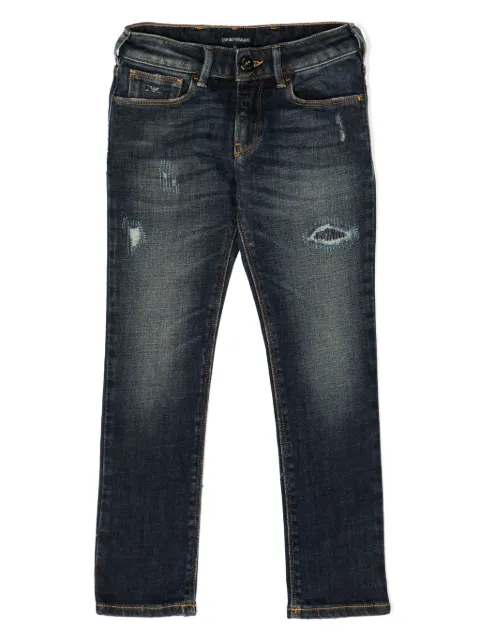 Emporio Armani Kids distressed straight-leg jeans