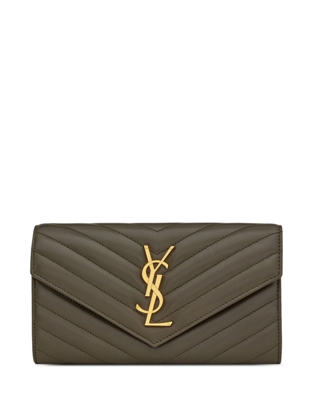 Saint Laurent Cassandre Quilted Leather Wallet In Brown