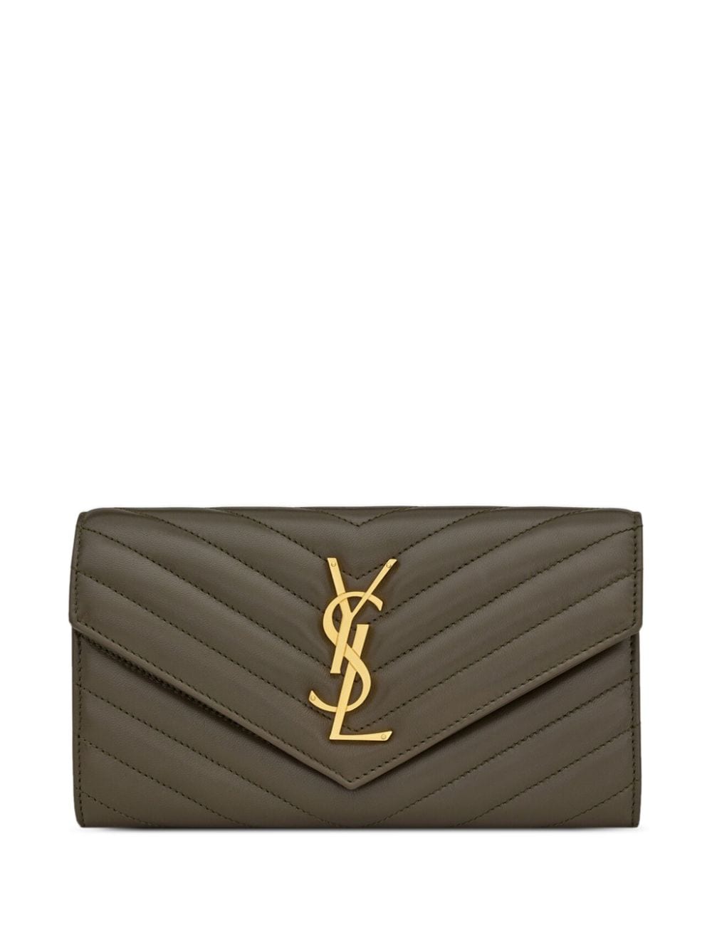 Saint Laurent Ysl V-Stitch Wallet - Neutrals