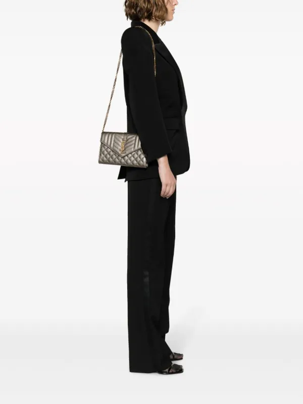 SAINT LAURENT チェーンウォレット グレー サンローラン SAINT LAURENT カサンドラエンベロープチェーン