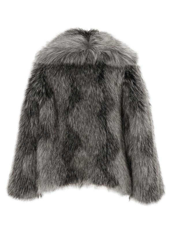 Grey faux clearance fur collar