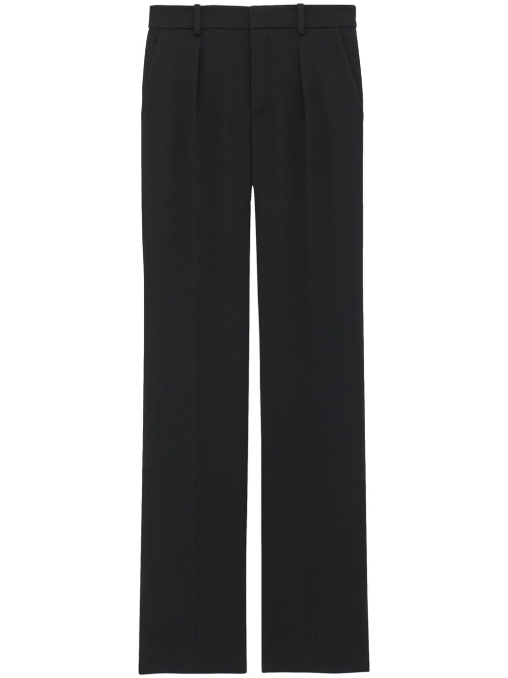 Saint Laurent Wool Straight Tailored Trousers In Schwarz