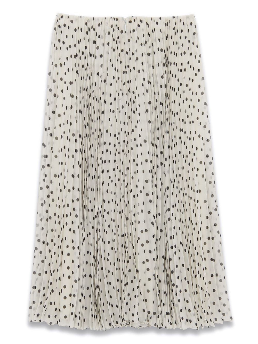 Shop Saint Laurent Polka Dot-print Pleated Silk Skirt In 9787 -craie Noir