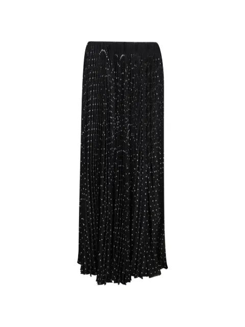 Saint Laurent falda de seda plisada con lunares estampados