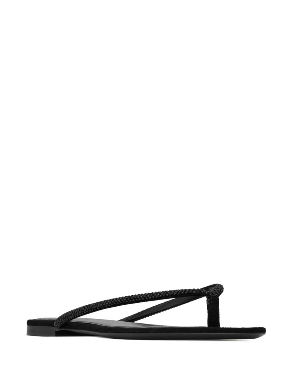 Shop Saint Laurent Joni Rhinestone-embellished Sandals In Black