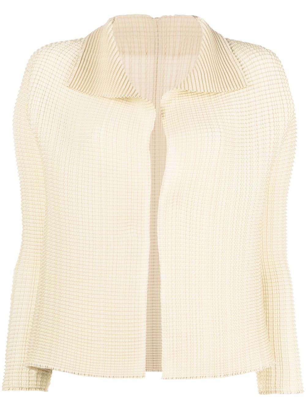 Issey Miyake Wooly Pleats 36 Pleated Cardigan In Neutrals