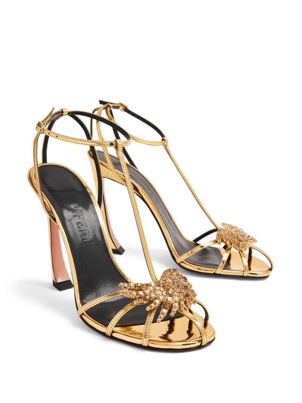 Shop Piferi Maggio 100mm Caged Sandals In Gold