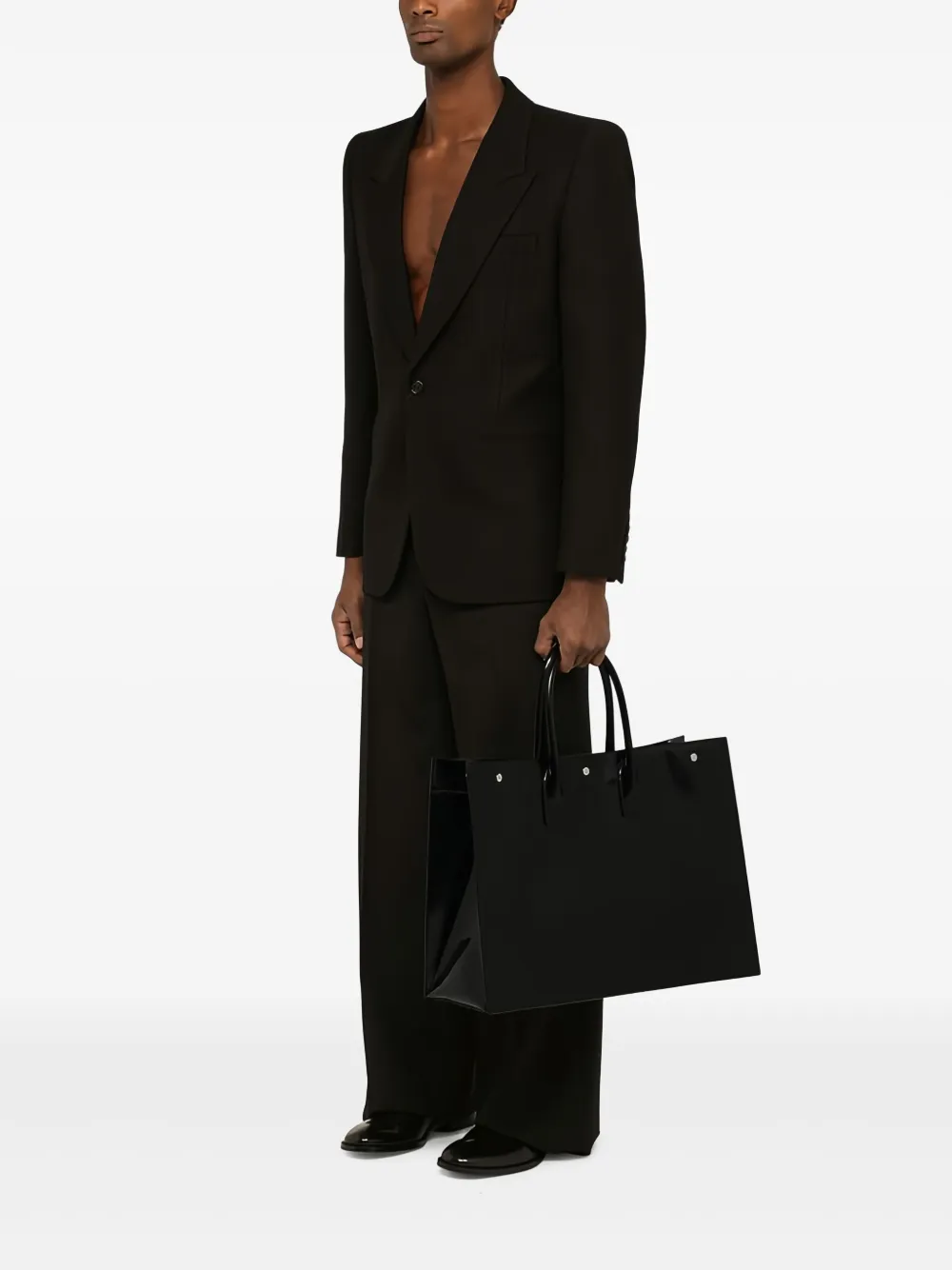 Saint Laurent Rive Gauche leren shopper - Zwart