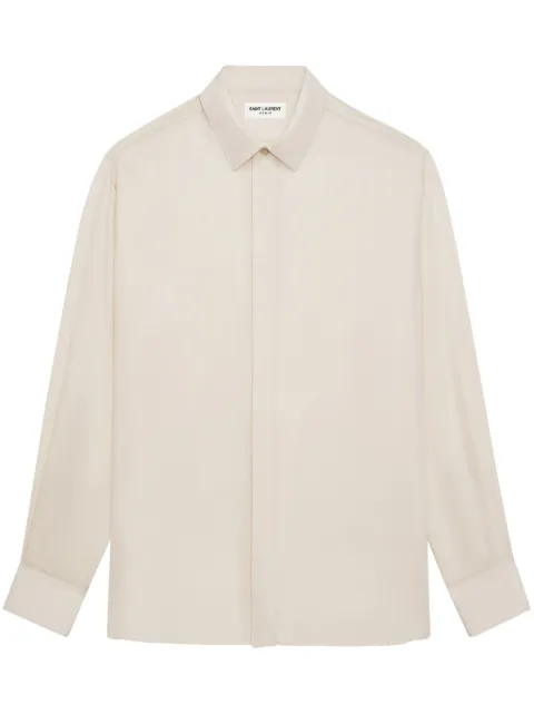 Saint Laurent pointed flat-collar twill shirt