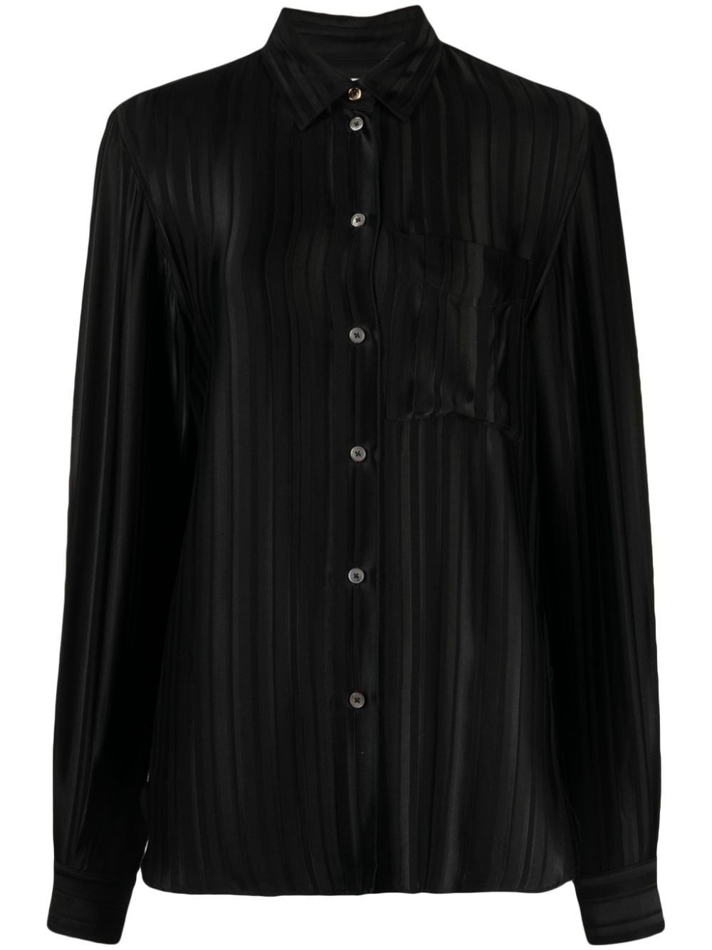 Shop Paul Smith Stripe-pattern Long-sleeved Shirt In Black