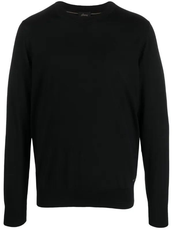 Brioni Fine-knit Wool Jumper in Black
