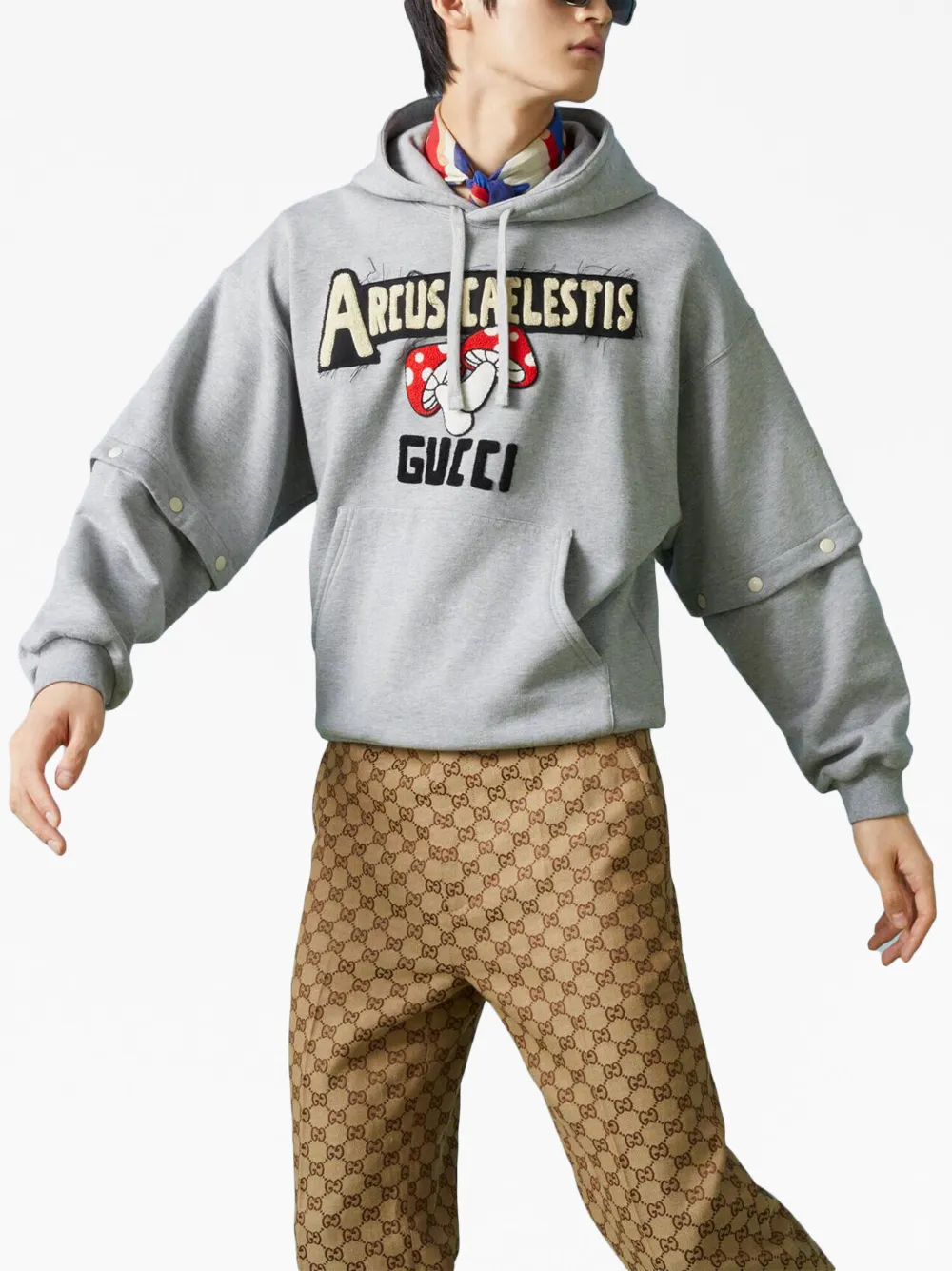 Gucci logo-patch jersey-fleece Sweatshirt | Grey | FARFETCH