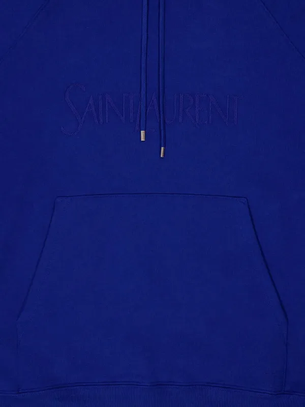 SAINT LAURENT ロゴパーカー 青 2023AW サンローラン Saint Laurent ロゴ パーカー | ブルー | FARFETCH JP