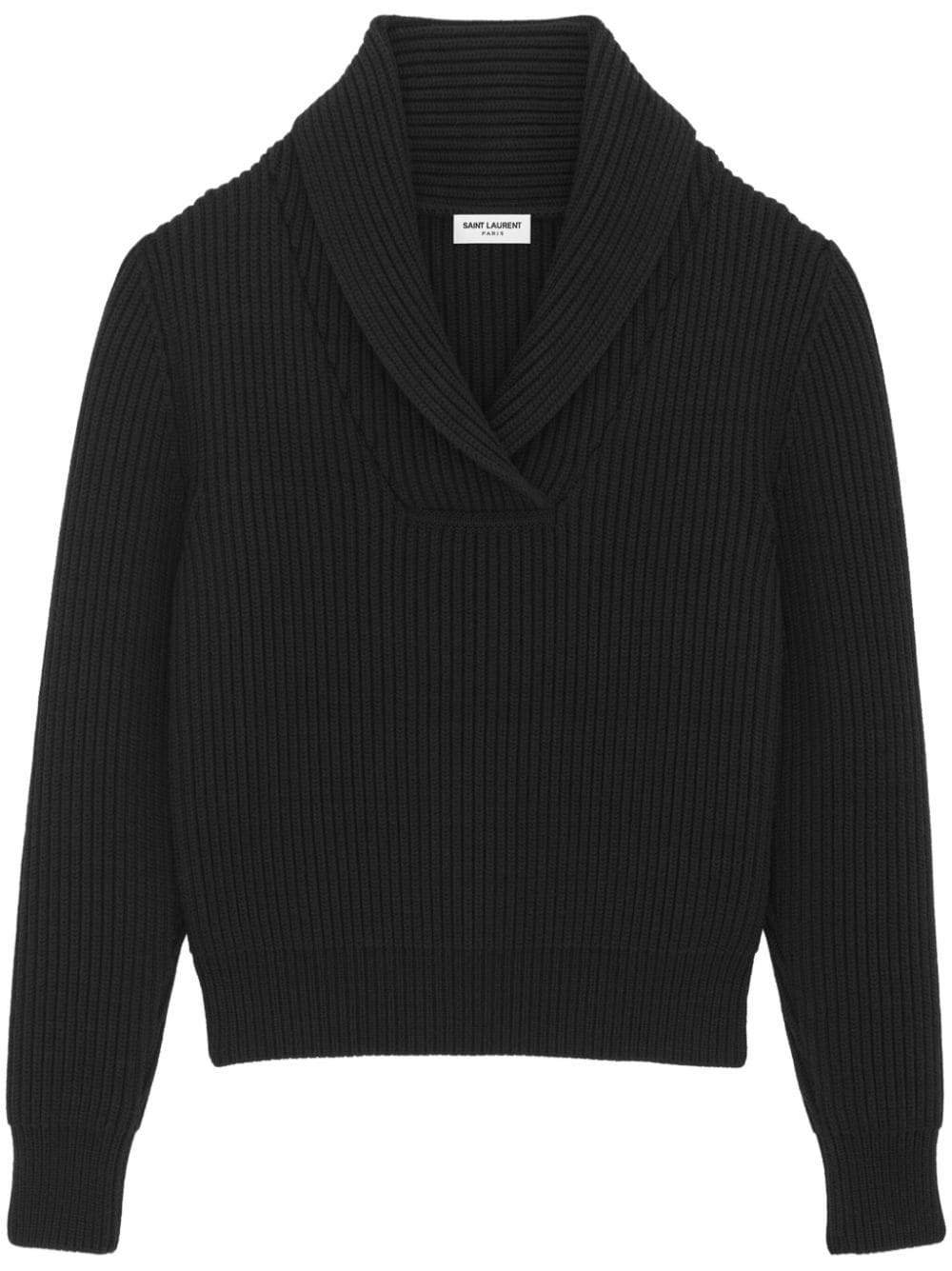 Saint Laurent Shawl-collar Wool Jumper In Black
