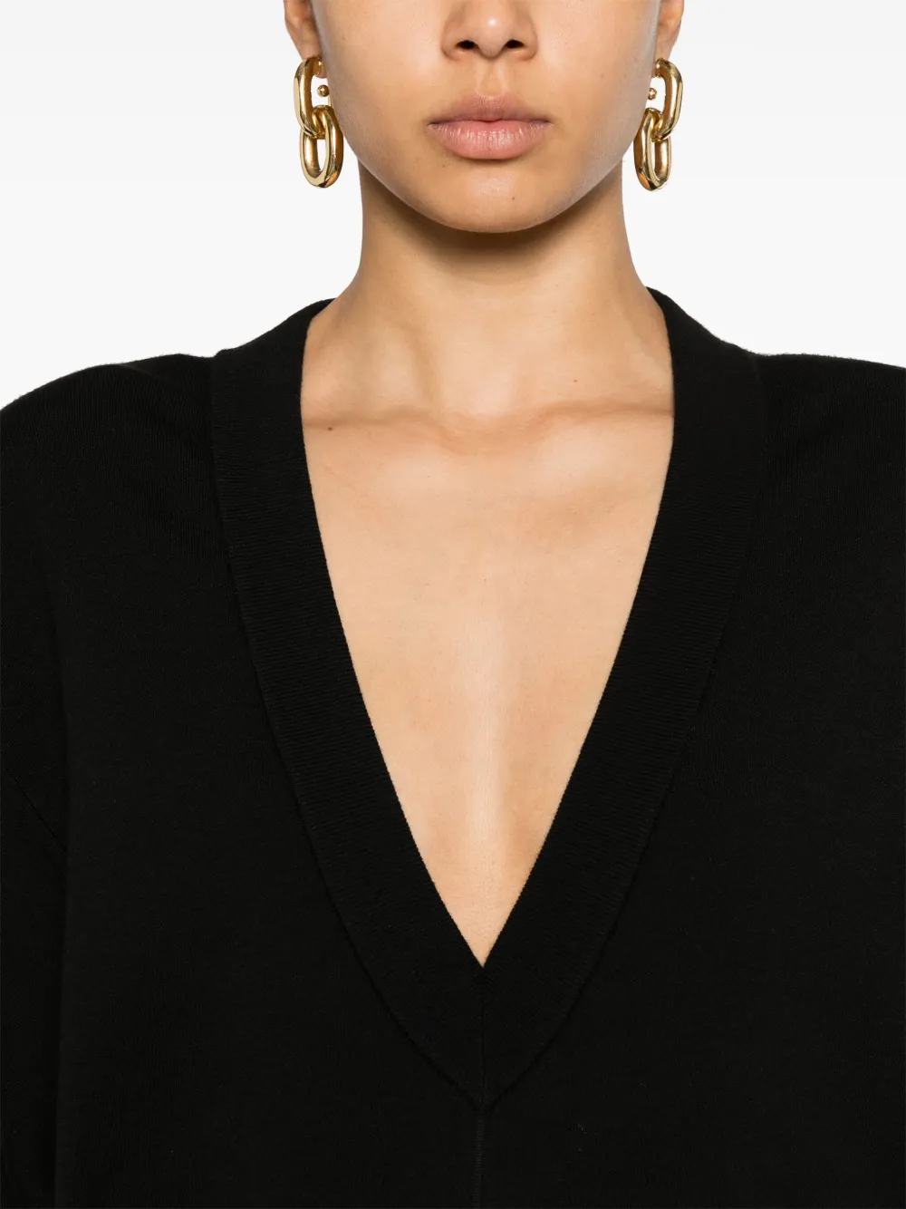 Saint Laurent Jurk met V-hals Zwart
