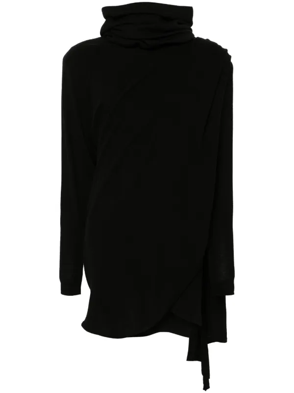 Saint Laurent Hooded Wool Dress | Black | FARFETCH AO