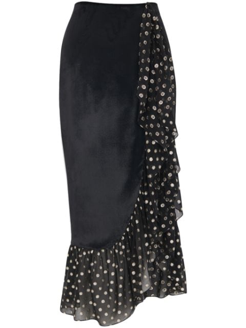 Saint Laurent polka-dot ruffled asymmetric skirt