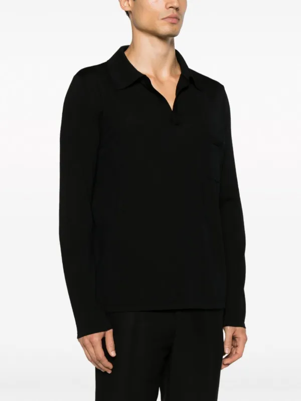 SAINT LAURENT ブラックポロシャツ Saint Laurent ニット ポロシャツ | ブラック | FARFETCH JP