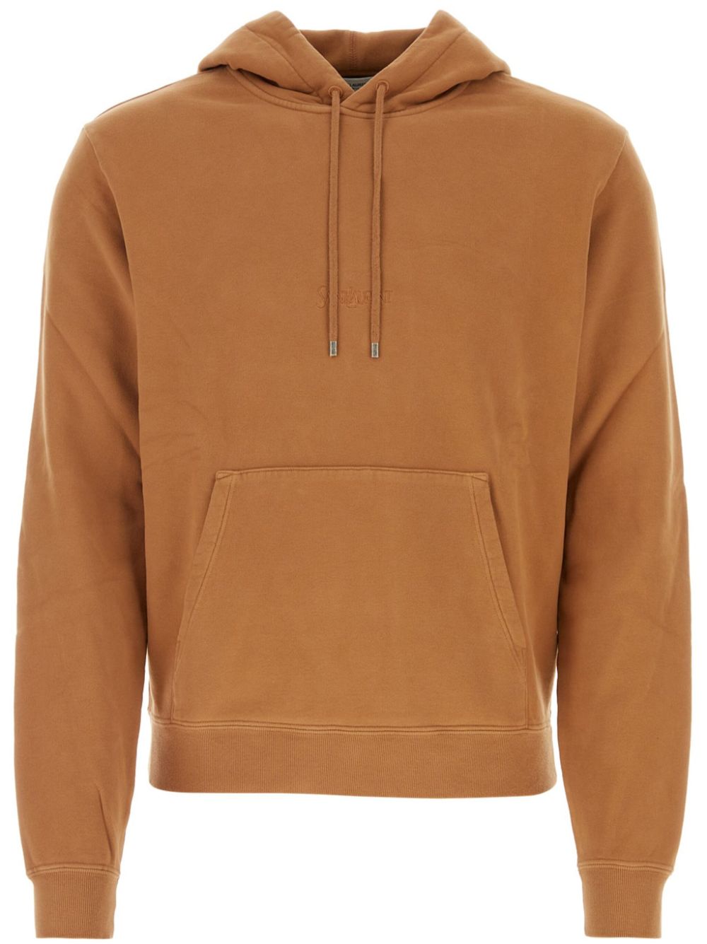 Saint Laurent logo-embroidered cotton hoodie - Orange