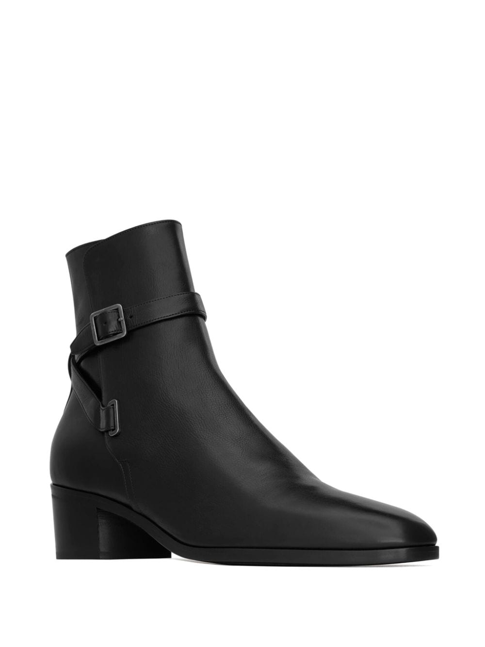 Shop Saint Laurent Jodhpur 45mm Leather Boots In Black