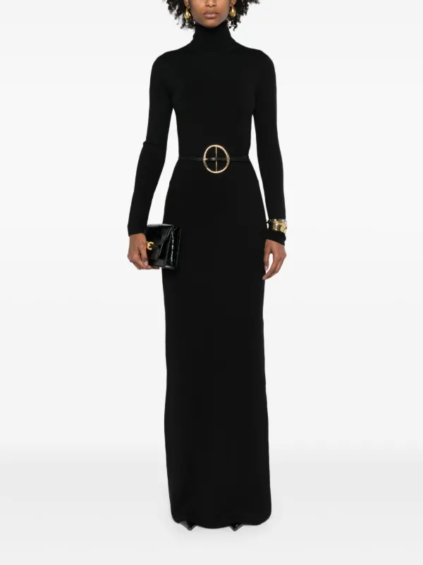 ワンピース Saint Laurent FW23 Black wool long dress (756253YAZA2 1000) Saint Laurent Wool Long Dress 756253.YAZA2-1000 NOIR | IlDuomo