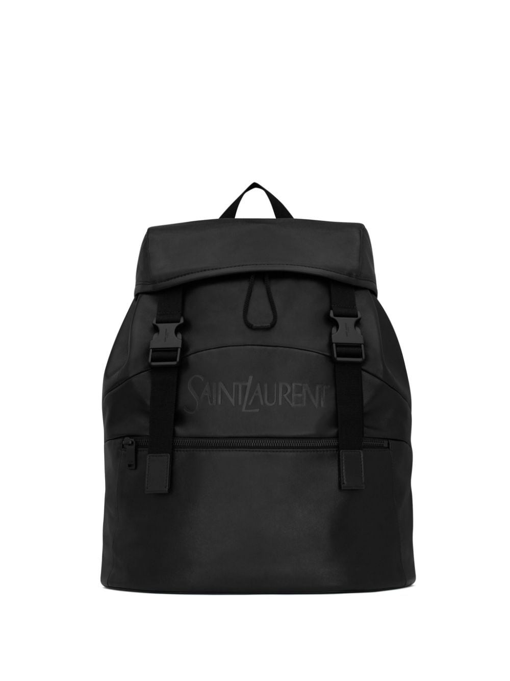 Shop Saint Laurent Logo-print Leather Backpack In Black