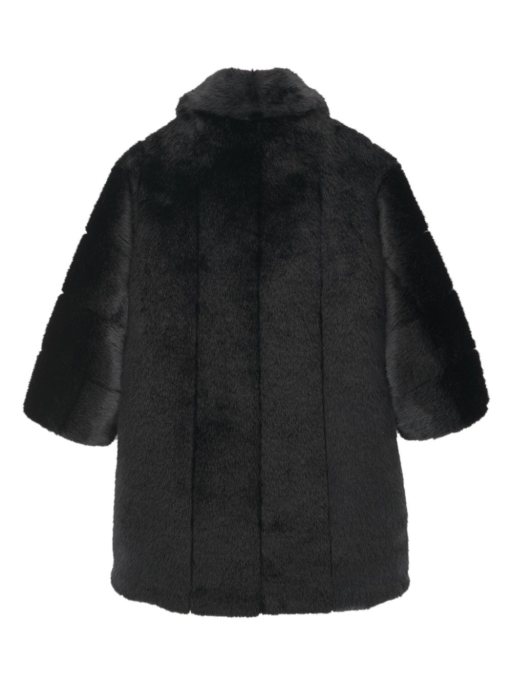 Shop Saint Laurent Faux-fur Double-breasted Coat In Black