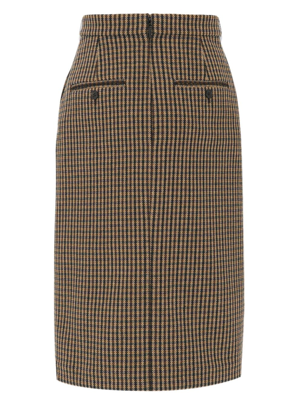 Shop Saint Laurent Check-pattern Straight Skirt In Neutrals