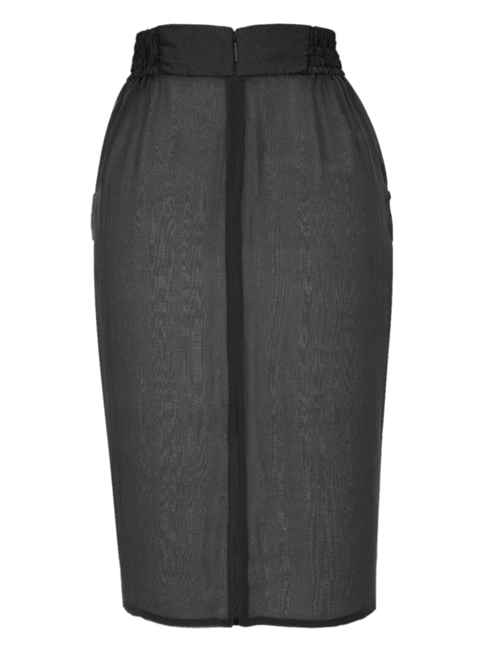 Shop Saint Laurent Moiré-effect Silk Pencil Skirt In Black