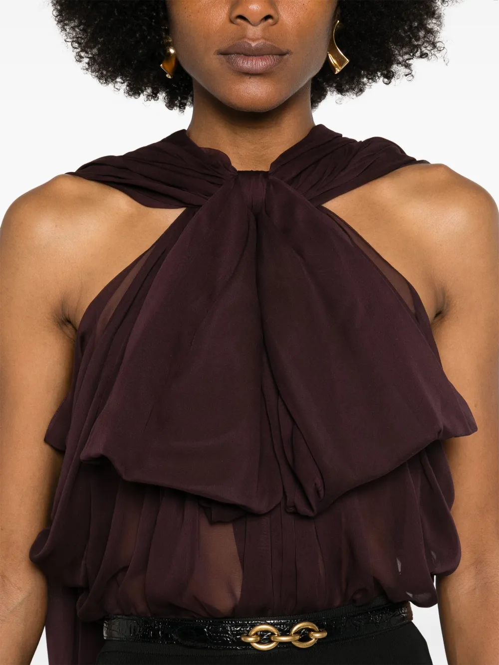 Saint Laurent Zijden blouse met oversized strik Rood